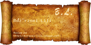 Börzsei Lili névjegykártya