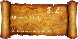 Börzsei Lili névjegykártya